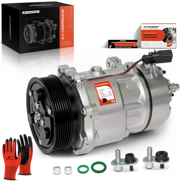 AC Compressor with Clutch with 7-Groove Pulley A-Premium APACC531
