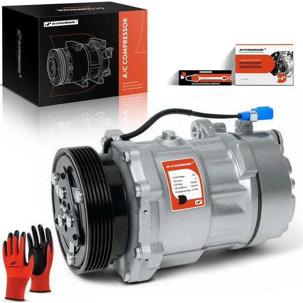 AC Compressor with Clutch with 6-Groove Pulley A-Premium APACC027