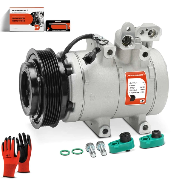AC Compressor with Clutch with 6-Groove Pulley A-Premium APACC034