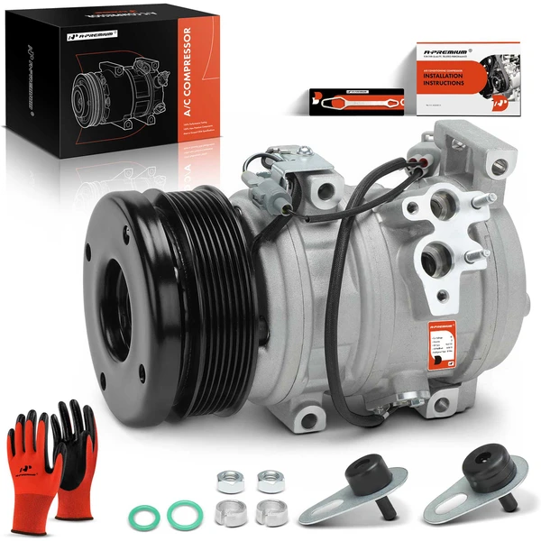 AC Compressor with Clutch with 7-Groove Pulley A-Premium APACC885