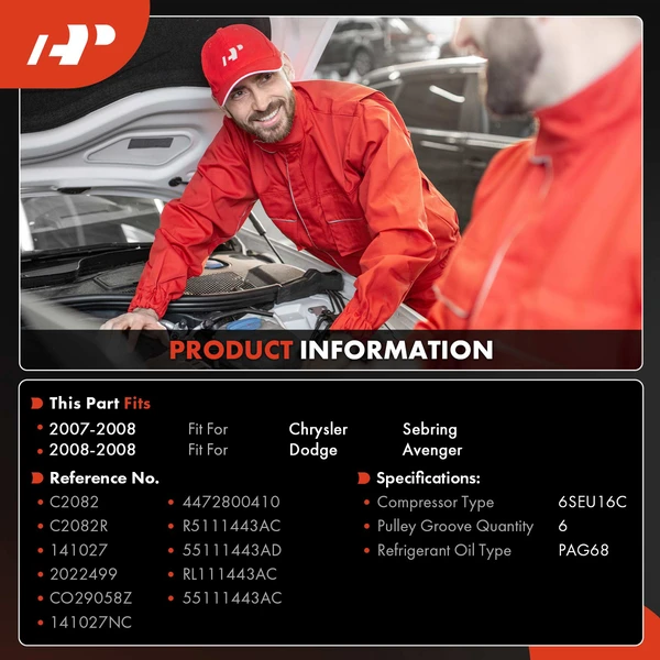 AC Compressor with Clutch with 6-Groove Pulley A-Premium APACC832