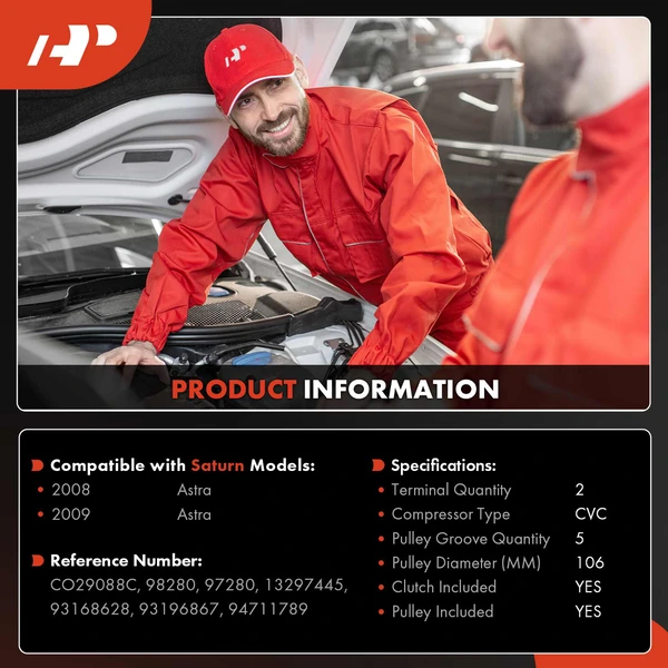 AC Compressor with Clutch with 5-Groove Pulley A-Premium APACC696