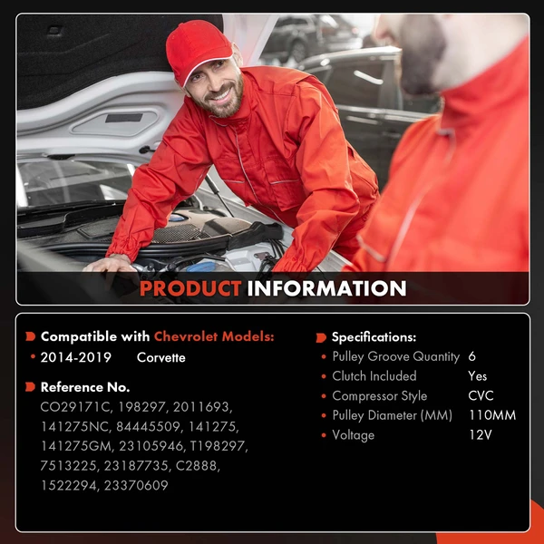 AC Compressor with Clutch with 6-Groove Pulley A-Premium APACC857