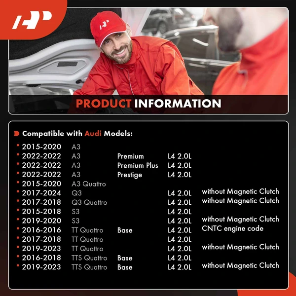 AC Compressor with Clutch with 6-Groove Pulley A-Premium APACC946