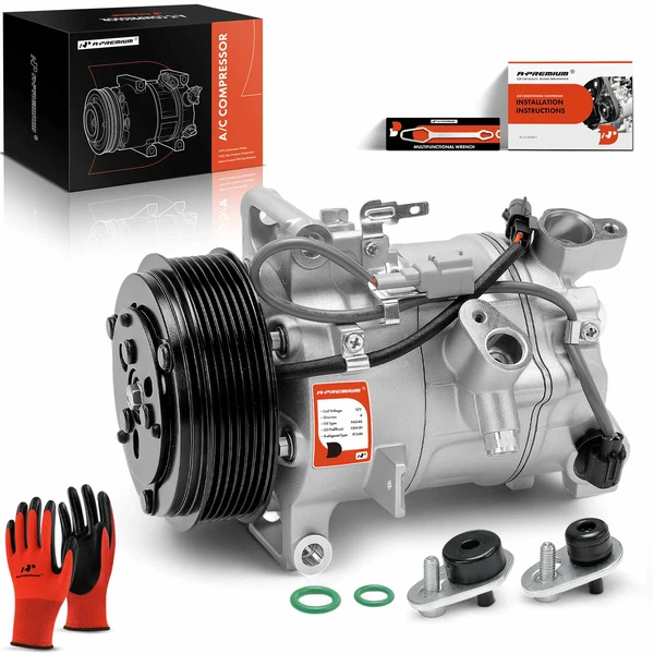 AC Compressor with Clutch with 7-Groove Pulley A-Premium APACC505