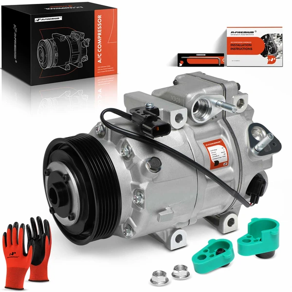 AC Compressor with Clutch with 6-Groove Pulley A-Premium APACC844