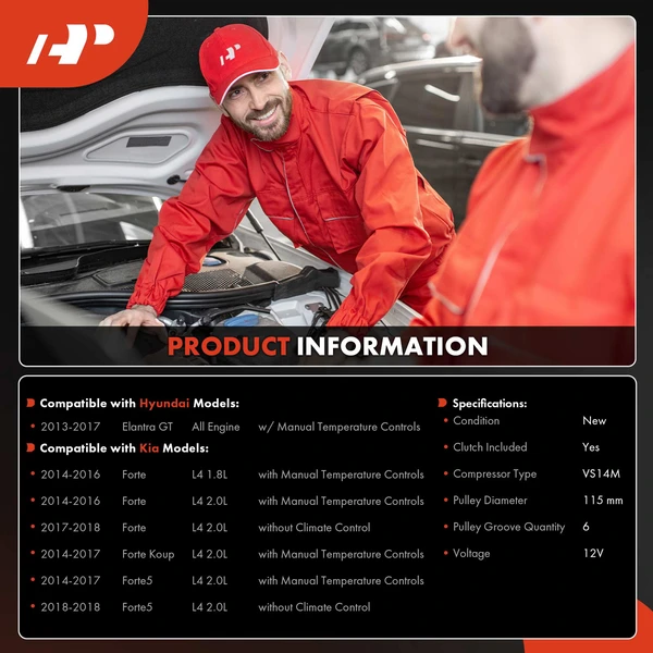 AC Compressor with Clutch with 6-Groove Pulley A-Premium APACC633