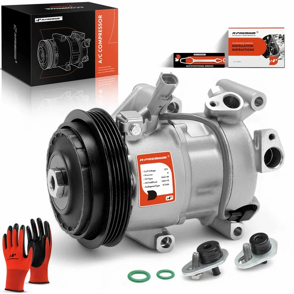 AC Compressor with Clutch with 4-Groove Pulley A-Premium APACC476
