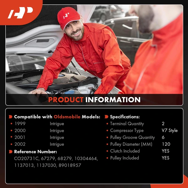 AC Compressor with Clutch with 6-Groove Pulley A-Premium APACC694