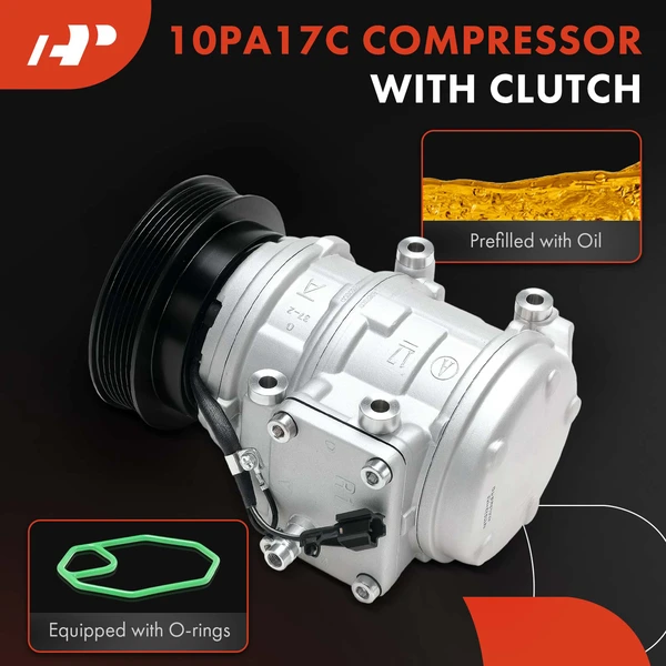 AC Compressor with Clutch with 6-Groove Pulley A-Premium APACC943