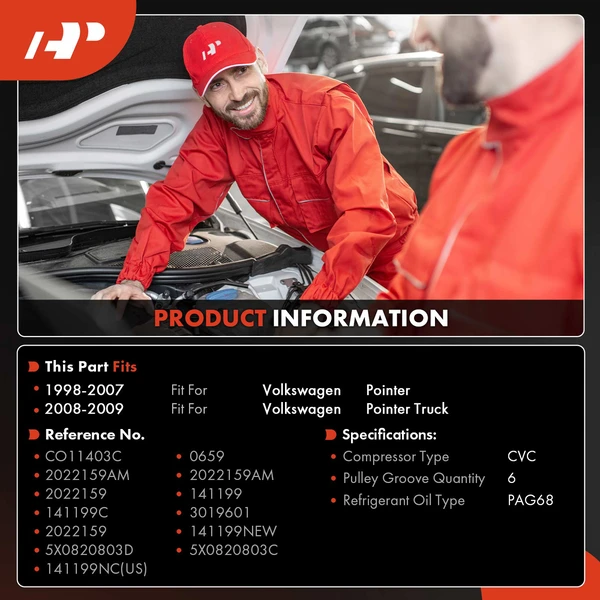 AC Compressor with Clutch with 6-Groove Pulley A-Premium APACC831