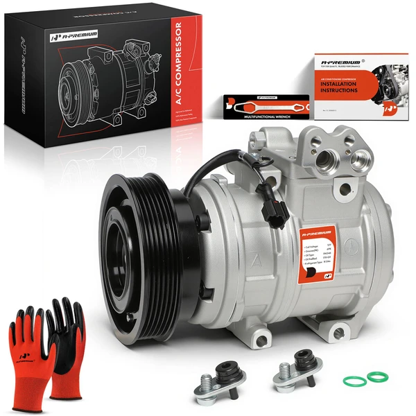 AC Compressor with Clutch with 6-Groove Pulley A-Premium APACC037