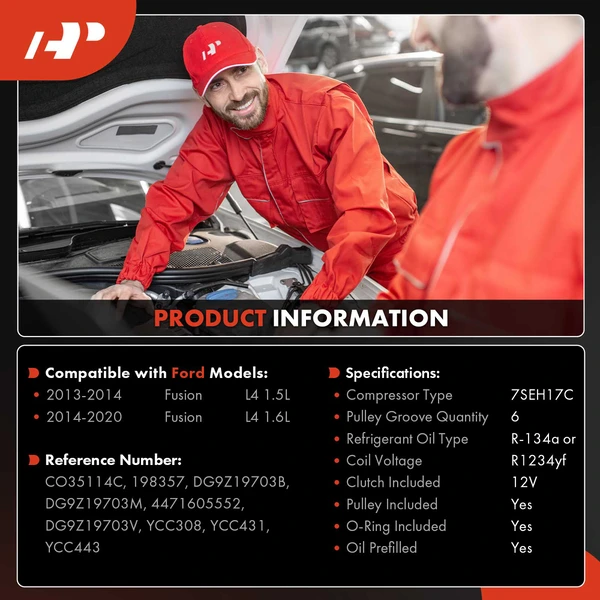 AC Compressor with Clutch with 6-Groove Pulley A-Premium APACC488