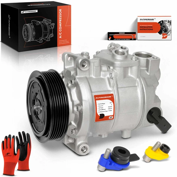 2005-2013 Audi A4 AC Compressor with Clutch with 6-Groove Pulley A-Premium APACC792
