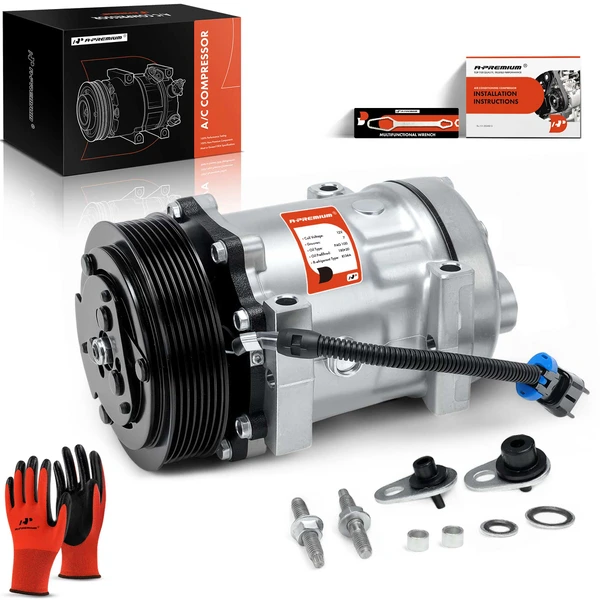 2012-2016 Peterbilt 587 AC Compressor with Clutch with 7-Groove Pulley A-Premium APACC739