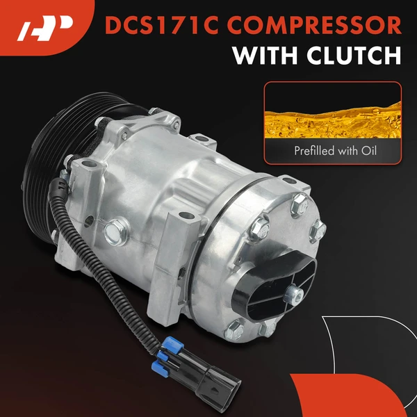 AC Compressor with Clutch with 6-Groove Pulley A-Premium APACC699