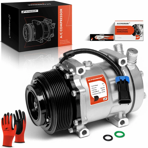 AC Compressor with Clutch with 8-Groove Pulley A-Premium APACC740