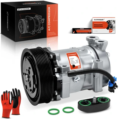AC Compressor with 8-Groove Pulley & Clutch