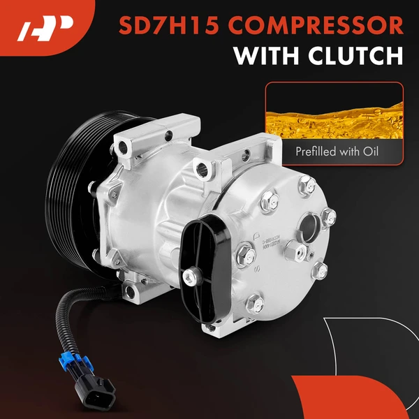 AC Compressor with Clutch with 8-Groove Pulley A-Premium APACC734