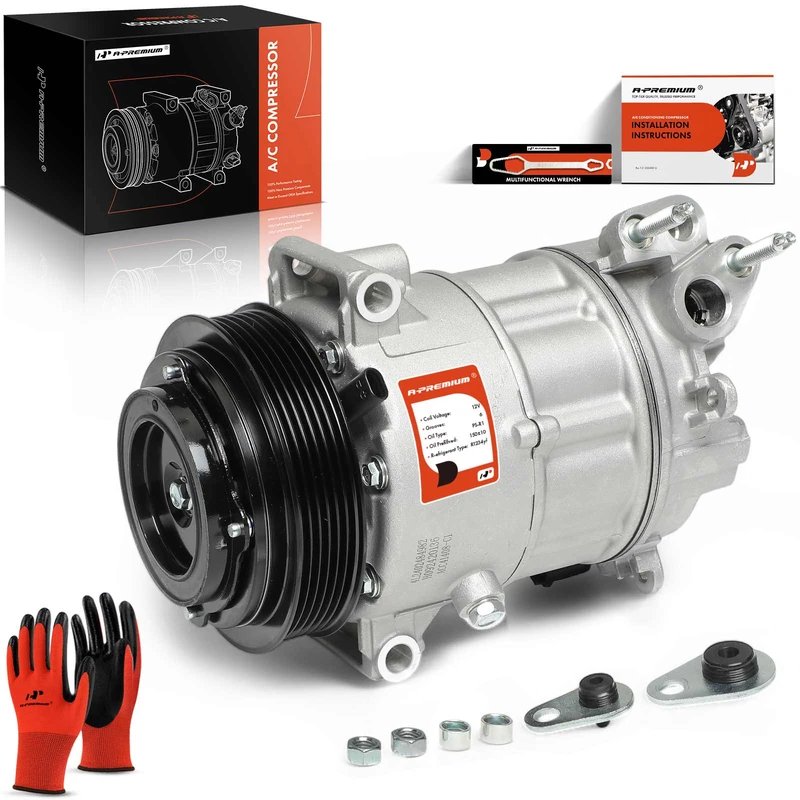 2017-2023 Chrysler Pacifica AC Compressor with Clutch with 6-Groove Pulley A-Premium APACC735
