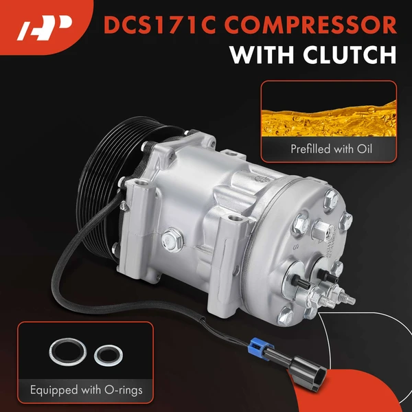 AC Compressor with Clutch with 8-Groove Pulley A-Premium APACC754