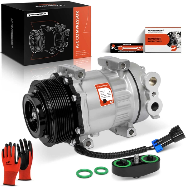 AC Compressor with Clutch with 8-Groove Pulley A-Premium APACC519
