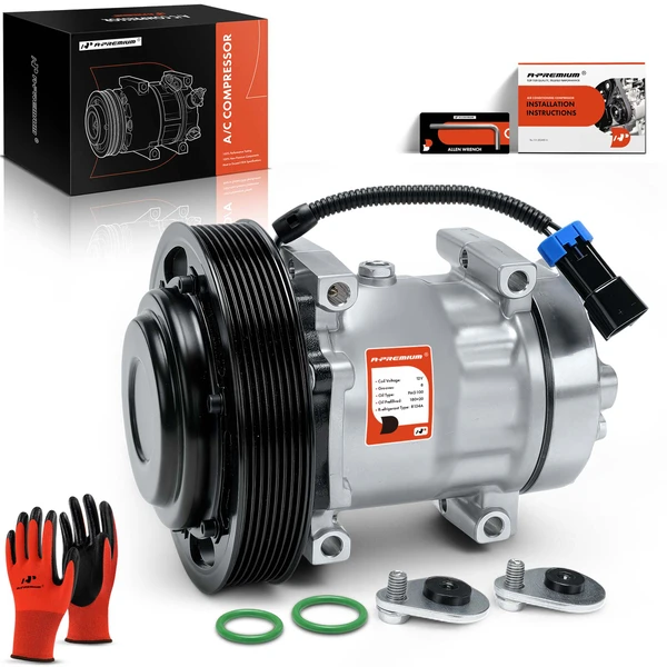 2008-2015 Mack LEU AC Compressor with Clutch with 8-Groove Pulley A-Premium APACC698