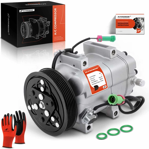 1995-1996 Audi A6 AC Compressor with Clutch with 6-Groove Pulley A-Premium APACC041