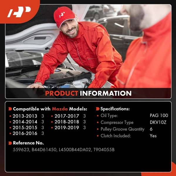 AC Compressor with Clutch with 6-Groove Pulley A-Premium APACC862