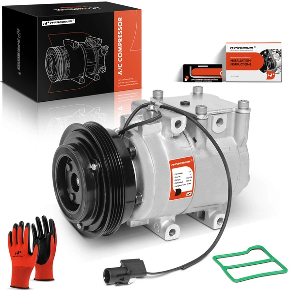AC Compressor with Clutch with 4-Groove Pulley A-Premium APACC220
