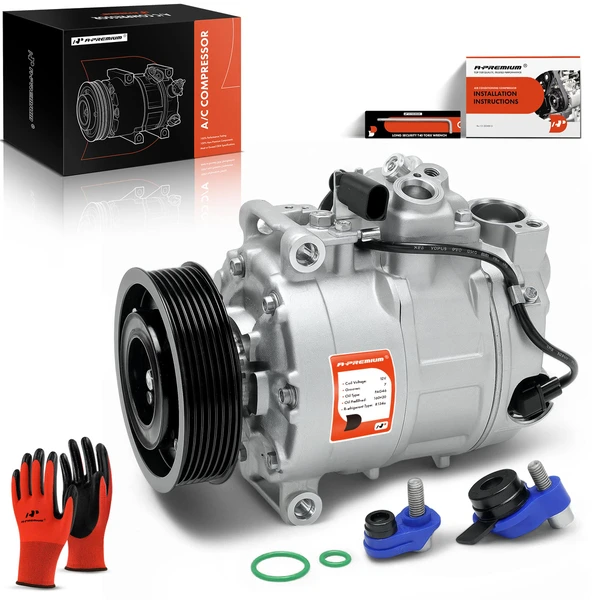 2007-2010 Audi Q7 AC Compressor with Clutch with 7-Groove Pulley A-Premium APACC050