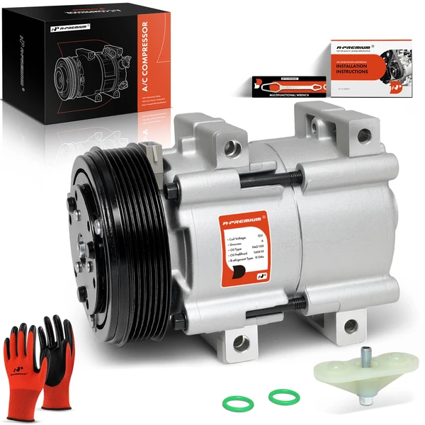 AC Compressor with Clutch with 6-Groove Pulley A-Premium APACC054