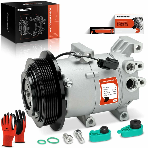 AC Compressor with Clutch with 6-Groove Pulley A-Premium APACC380