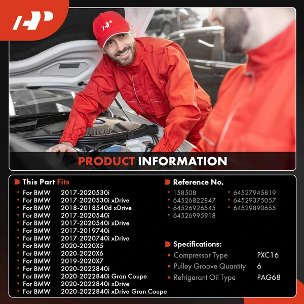 AC Compressor with Clutch with 6-Groove Pulley A-Premium APACC758