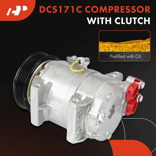 AC Compressor with Clutch with 6-Groove Pulley A-Premium APACC664