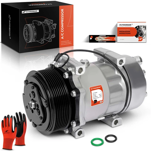 2004-2013 2015 Ford F-650 AC Compressor with Clutch with 8-Groove Pulley A-Premium APACC713