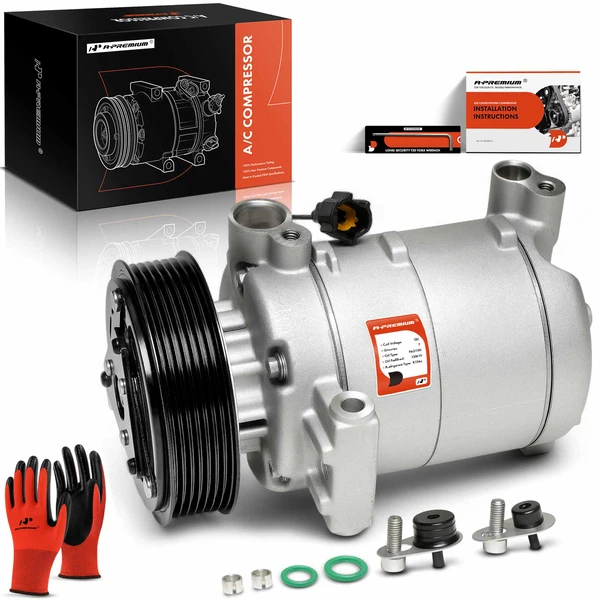 AC Compressor with Clutch with 6-Groove Pulley A-Premium APACC226