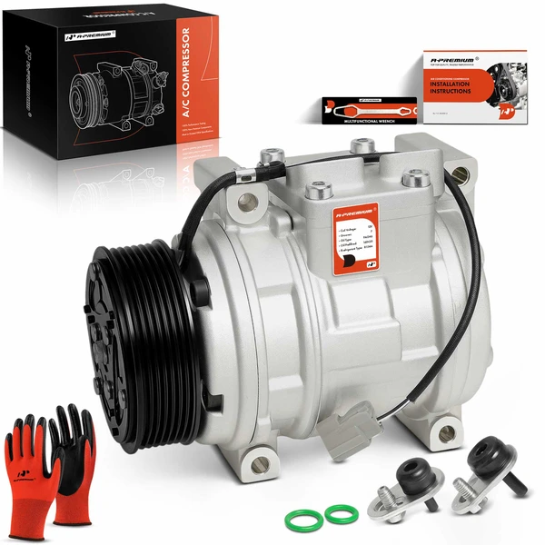 AC Compressor with Clutch with 7-Groove Pulley A-Premium APACC080