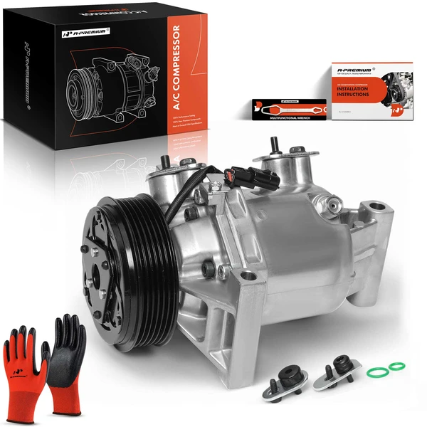 AC Compressor with Clutch with 6-Groove Pulley A-Premium APACC899