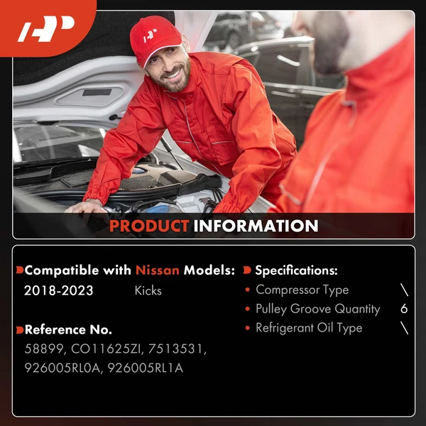 AC Compressor with Clutch with 6-Groove Pulley A-Premium APACC899