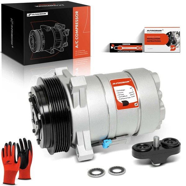 1994-1999 Cadillac DeVille AC Compressor with Clutch with 6-Groove Pulley A-Premium APACC282