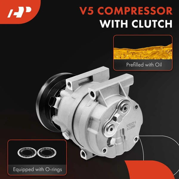 AC Compressor with Clutch with 6-Groove Pulley A-Premium APACC094
