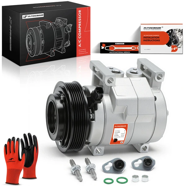 AC Compressor with Clutch with 6-Groove Pulley A-Premium APACC266