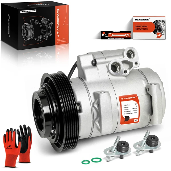 AC Compressor with Clutch with 6-Groove Pulley A-Premium APACC228