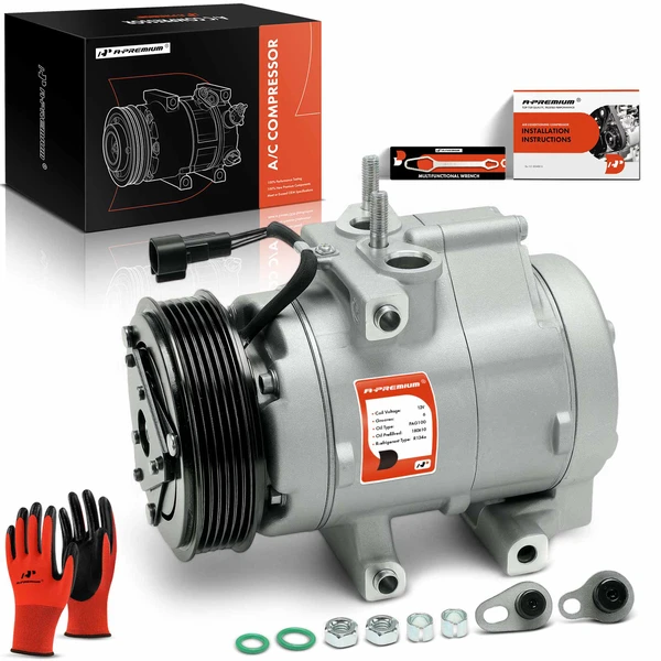 2007-2010 Ford F-350 Super Duty AC Compressor with Clutch with 6-Groove Pulley A-Premium APACC384