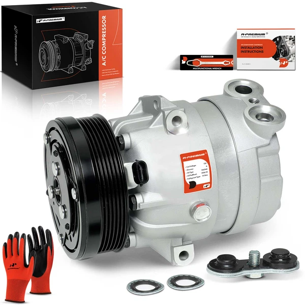 AC Compressor with Clutch with 6-Groove Pulley A-Premium APACC115