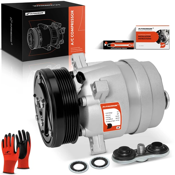 AC Compressor with Clutch with 6-Groove Pulley A-Premium APACC232