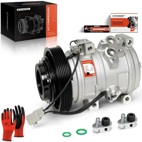 AC Compressor with Clutch with 6-Groove Pulley A-Premium APACC415