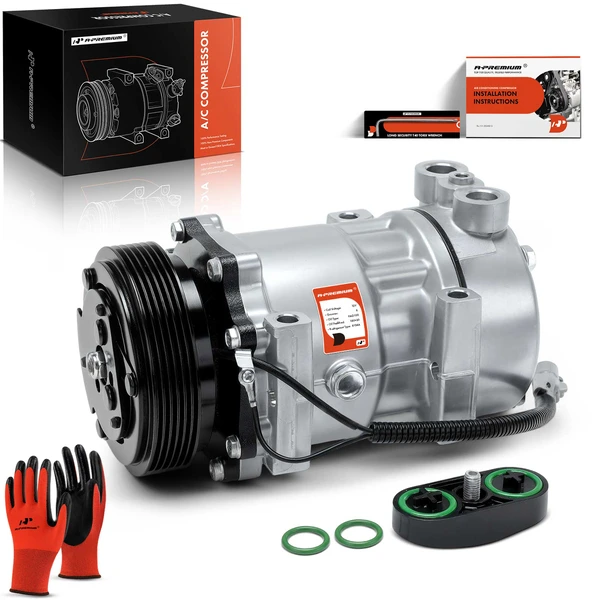 AC Compressor with Clutch with 6-Groove Pulley A-Premium APACC302