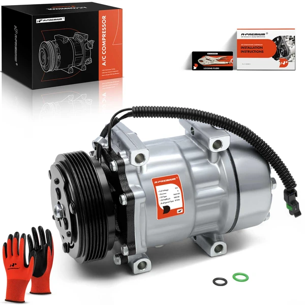 AC Compressor with Clutch with 6-Groove Pulley A-Premium APACC388